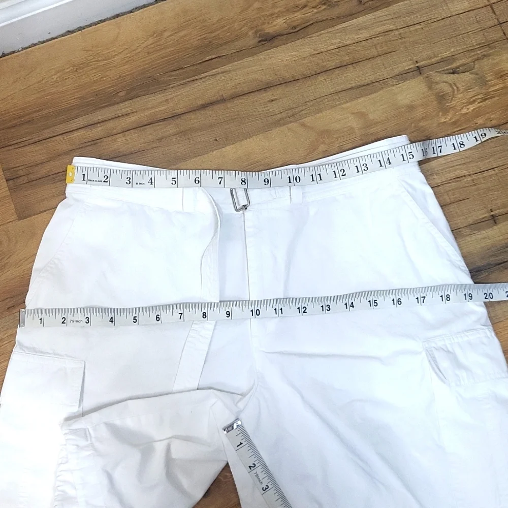 LAUREN RALPH LAUREN White Belted Cargo Short with Drawstring Hem